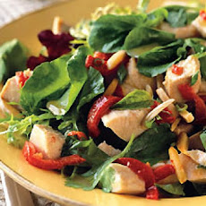 Chicken Salad with Piquillo Peppers, Almonds, and Spicy Greens