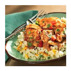 Quick Chicken Peanut Mole with Cilantro Rice