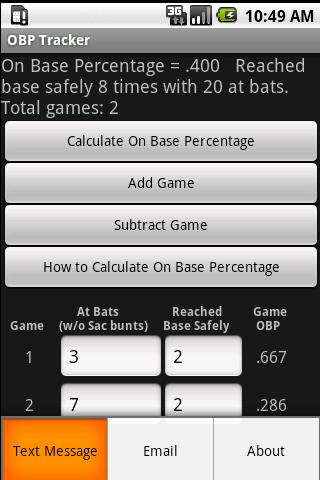 My Baseball OBP Stat Tracker