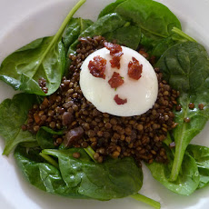 French Lentil Caviar Salad with a Poached Egg