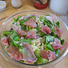 Pasta With Peas, Asparagus, Butter Lettuce and Prosciutto