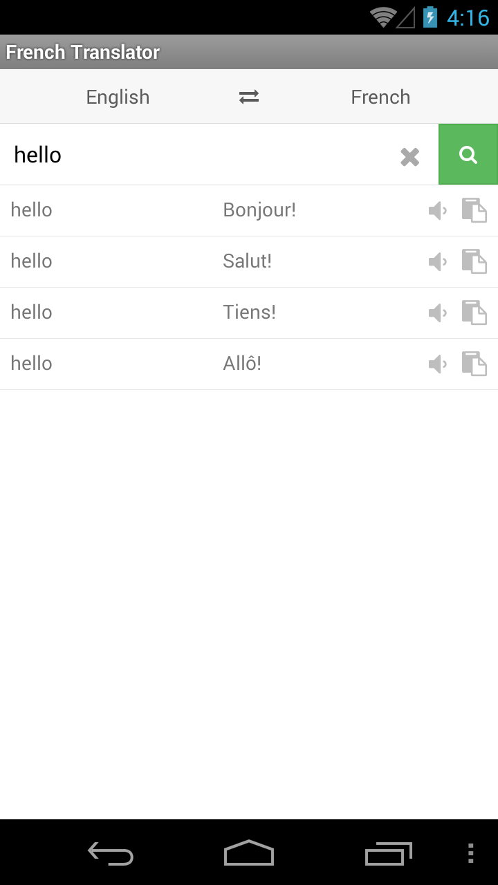 Android application French Translator screenshort