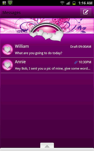 GO SMS - Fusion Purple Hearts