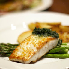 Roasted Halibut with Garlic Sauce