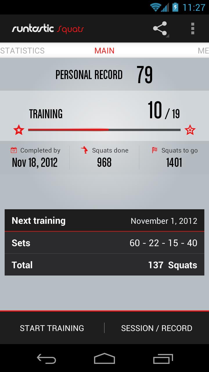 Android application Runtastic Squats Workout PRO screenshort