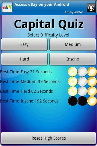 Capital City Speed Quiz