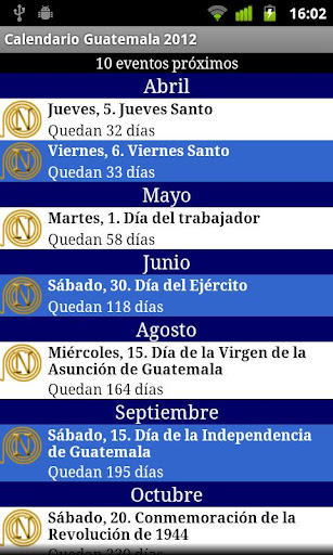 Calendario Feriados Guatemala