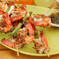 Grilled Shrimp and Scallions with Southeast Asian Dipping Sauces