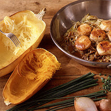 Sauteed Scallops over Spaghetti Squash