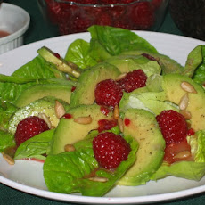 Raspberry Vinaigrette over Avocado & Romaine
