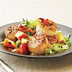 Seared Scallops with Bacon, Cabbage, and Apple
