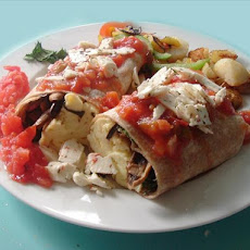 Crepes With Feta Scrambled Eggs & Salsa