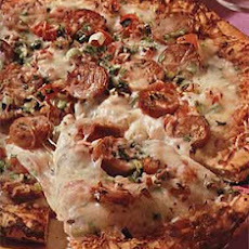 Duck Sausage Pizza with Green Onions and Tomato