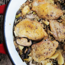 One-Pot Sesame Chicken, Shiitake, and Brown Rice