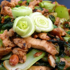 Spicy Stir Fried Chicken and Greens with Peanuts