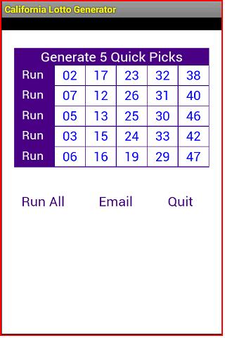 California Lotto Generator