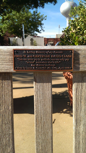 Fred W. and Gertrude Hayes Memorial Bench