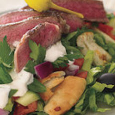 Greek Salad Stacks with Sliced Steak