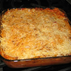 On the Fly Spaghetti Pie - Baked Spaghetti