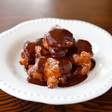 Hanukkah Fritters with Warm Chocolate Sauce