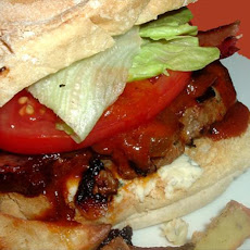Chipotle-Honey BBQ Bacon Burger with Gorgonzola Cheese