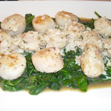 Scallops With Tarragon Cream and Wilted Butter Lettuce