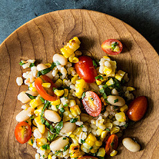 Grilled Corn & Barley Salad with Tomato Vinaigrette