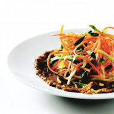 Tangle Of Raw Vegetables With Smoky Eggplant