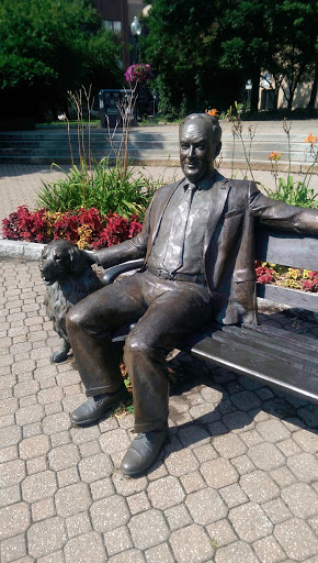 Man With Dog on Bench