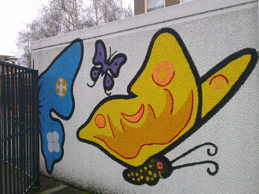 Butterflies on the Wall Graffiti Art 