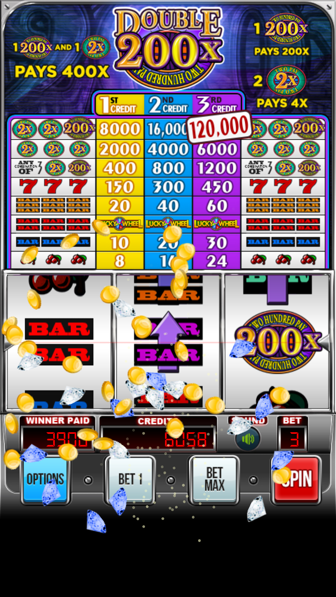 Android application Double 200x Slot Machine screenshort