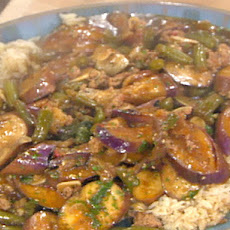 Eggplant and Green Beans in Spicy Garlic Sauce