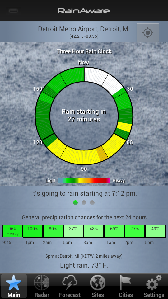 Android application RainAware Weather Timer screenshort