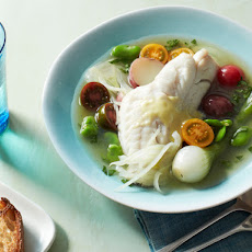 Black Sea Bass in Spring Vegetable Broth
