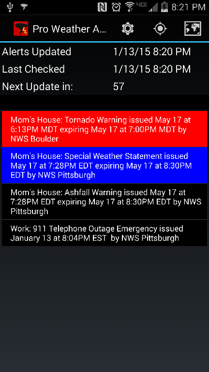 Android application Pro Weather Alert screenshort