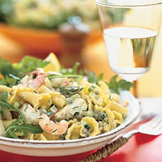 Seafood Pasta with Lemon-Saffron Herb Dressing