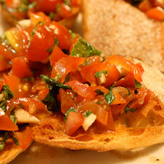 Tomato, Red Onion, and Basil Bruschetta