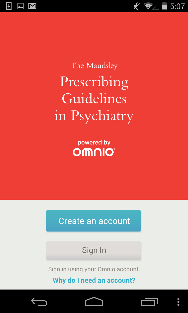 Android application Guidelines in Psychiatry screenshort