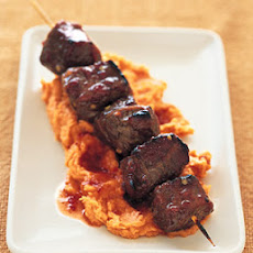 Tamarind-Honey Lamb Kebabs on Mashed Yams