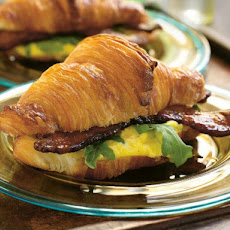 Suvir Saran's Warm Egg Salad on Croissants with Country Bacon and Arugula