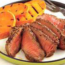 Grainy Mustard Steaks with Sweet Potatoes