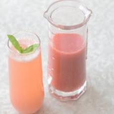 Strawberry-Rhubarb Bellini with Basil