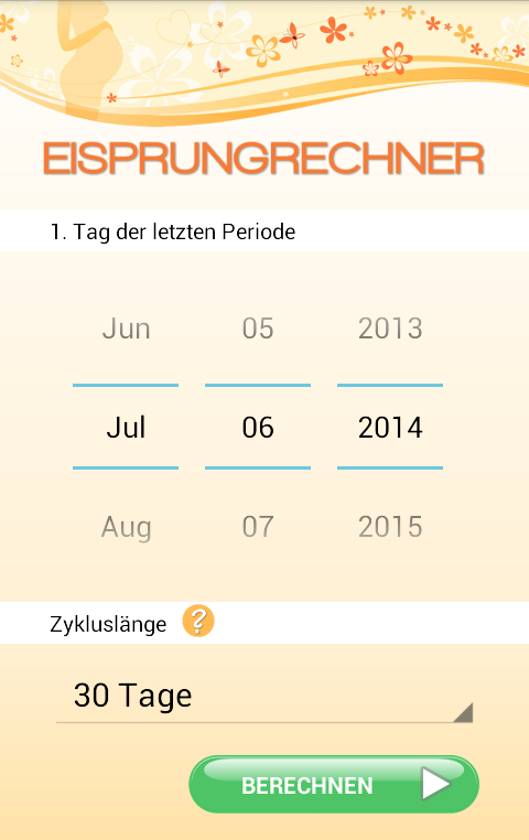 Android application Eisprungrechner 2022 screenshort