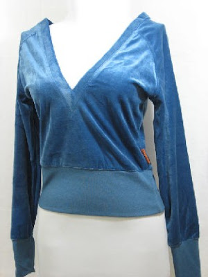 HONEE $45 Velour Retro V-Neck Top- Sz S