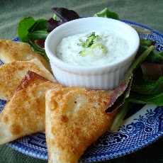 Pan-Fried Bacon, Scallion, Cheddar and Potato Wontons with Herb Dip