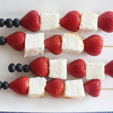 Red White and Blue Fruit Skewers with Cheesecake Yogurt Dip