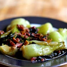 Baby Bok Choy with Sherry and Prosciutto