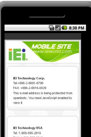 IEI Partner Zone Mobile site