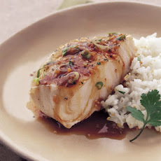Sake-Steamed Sea Bass with Ginger and Green Onions
