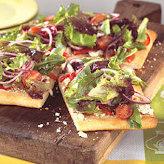 Fresh Lemon Greens on Red Pepper Focaccia